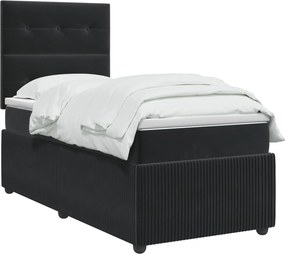 vidaXL Κρεβάτι box spring με στρώμα Μαύρο 100 x 200 cm Βελούδο