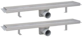 vidaXL Σιφόνια Ντουζιέρας Γραμμικά 2 τεμ. 630x140 χιλ. Ανοξείδ. Ατσάλι