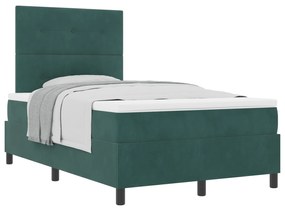 vidaXL Κρεβάτι Box Spring με Στρώμα  Σκούρο Πράσινο 120x200 εκ Βελούδινο