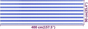 vidaXL Διαχωριστικό Βεράντας Μπλε / Λευκό 90x400 εκ. από HDPE
