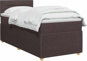 vidaXL Κρεβάτι box spring με στρώμα Σκούρο Καφέ 90 x 190 cm Ύφασμα