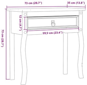 Τραπέζι Κονσόλα Corona 73x35x73 εκ. από Μασίφ Ξύλο Πεύκου - Καφέ