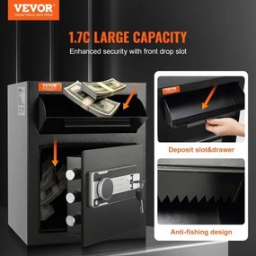 VEVOR 1.7 C Depository Safe Deposit Safe with Drop Slot Passwords and Keys