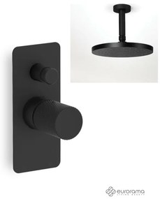 Eurorama Black Matt Ανακλινόμενη Κεφαλή Ø30εκ +Μίκτης εντοιχισμού 2 εξόδων με Εκτροπέα