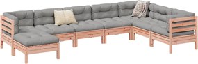 vidaXL Καναπές Κήπου Σετ 8 Τεμ. Μασίφ Ψευδοτσούγκα Ελάτης Μαξιλάρια