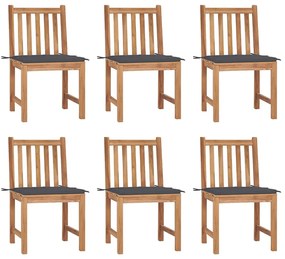 vidaXL Καρέκλες Κήπου 6 τεμ. από Μασίφ Ξύλο Teak με Μαξιλάρια