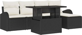 vidaXL Σετ Καναπέ Κήπου με μαξιλάρι 6 pcs Μαύρο Πολυ ράταν