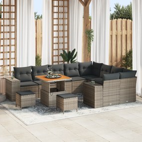 vidaXL Σετ Καναπέ Κήπου Ρυθμιζόμενο ύψος 12 pcs Γκρι συνθετικό ρατάν