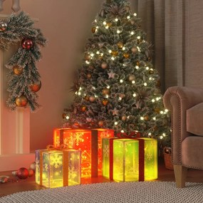vidaXL Κουτιά Χριστουγεννιάτικα Φωτιζόμενα 3 τεμ. 64 LED Θερμό Λευκό