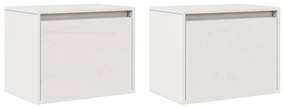 vidaXL Ντουλάπια Τοίχου 2 τεμ. Λευκά 45x30x35 εκ από Μασίφ Ξύλο Πεύκου