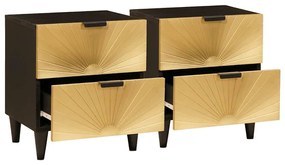 vidaXL Κομοδίνο με συρτάρι 2 pcs Μαύρο και Χρυσό 40 x 33.5 x 46 εκ