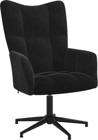 vidaXL Πολυθρόνα Relax Μαύρη Βελούδινη με Σκαμπό