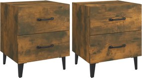 vidaXL Κομοδίνα 2 τεμ. Καπνιστή Δρυς 40 x 35 x 47,5 εκ.