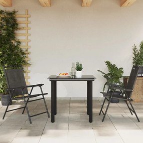 vidaXL Καρέκλες Κήπου Πτυσσόμενες 2 τεμ. Γκρι Μελανζέ Ατσάλι/Textilene