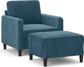 vidaXL Πολυθρόνα Μπλε 60 εκ. Βελούδινη με Υποπόδιο