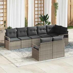 vidaXL Σετ Καναπέ Κήπου 8 pcs Γκρι Πολυ rattan, βαμμένο ατσάλι