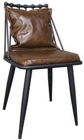 Καρέκλα Dante Vintage Brown ΕΜ715,1 42x49x79cm Σετ 4τμχ Μέταλλο,Τεχνόδερμα