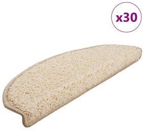 Πατάκια Σκαλιών 30 τεμ. Κρεμ Ημίστρογγυλά Μεγάλα 65x21x4 εκ.