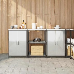 vidaXL Σετ Αποθήκευσης Κουζίνας με ράφι με πόρτα 3 pcs Ασημί Ατσάλι