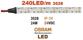 Adeleq Ταινία Led 5 Μέτρα 24Vdc 24W Και 240Led Ανά Mέτρο Ip20(Osram Led) Λευκό 30-3424241
