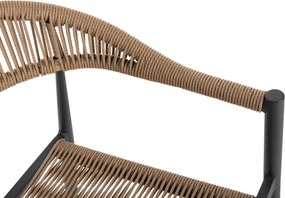 ΠΟΛΥΘΡΟΝΑ ΑΛΟΥΜΙΝΙΟΥ GRET HM5854.02 ΑΝΘΡΑΚΙ PΕ RATTAN ΜΠΕΖ 56x55,5x78Υ εκ.