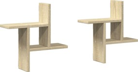 vidaXL Ραφιέρες Τοίχου 2 τεμ. Sonoma Δρυς 38x12x38 εκ. από Επεξ. Ξύλο