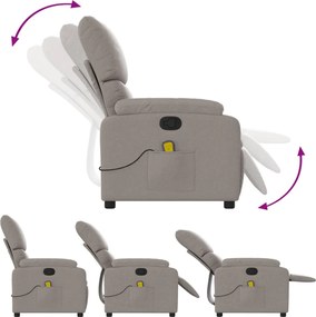 vidaXL Πολυθρόνα Μασάζ Ανακλινόμενη Taupe Υφασμάτινη