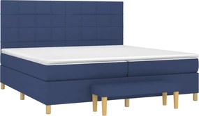 vidaXL Κρεβάτι Boxspring με Στρώμα Μπλε 200x200 εκ. Υφασμάτινο