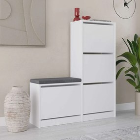 Παπουτσοθήκη Dude Megapap χρώμα λευκό 104,8x26x118,5εκ.