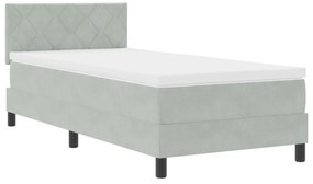 vidaXL Στρώμα Κρεβατιού με Στρώμα & LED Φωτισμός Γκρι 90x200 εκ. Βελούδο