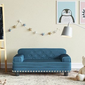 Καναπές Παιδικός Μπλε 70 x 45 x 30 εκ. από Βελούδο - Μπλε