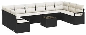 vidaXL Σετ Καναπέ Κήπου 11 pcs Καφέ, Κρέμα Πολυ rattan, βαμμένο ατσάλι