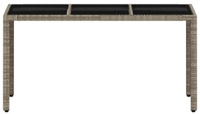 vidaXL Τραπέζι Κήπου Γυάλινη Επιφάνεια Αν. Γκρι 150x90x75εκ Συνθ Ρατάν