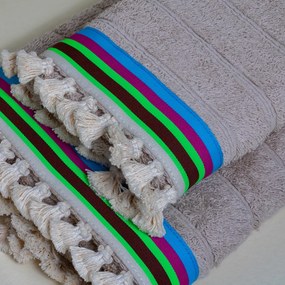 Πετσέτα Σώματος (80x150) White Fabric Summer Stripe Beige 600gsm