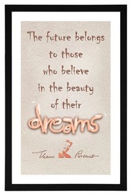 Αφίσα με παρπαστού Ενθαρρυντικά γνωμικά για όνειρα - Ελέανορ Ρούσβελτ