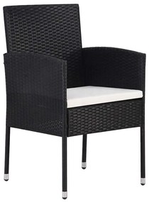 vidaXL Σέτ φαγητού για κήπο με μαξιλάρι 7 pcs Μαύρο Πολυ ράταν