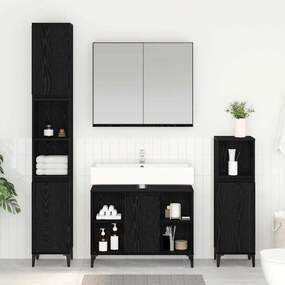 vidaXL Σετ Επίπλων Μπάνιου με ράφι 3 pcs Μαύρη δρυς Επεξεργασμένο ξύλο