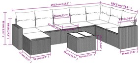 vidaXL Σαλόνι Κήπου Σετ 9 τεμ. Μπεζ Συνθετικό Ρατάν με Μαξιλάρια