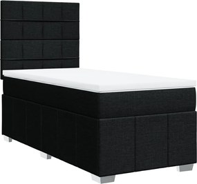 vidaXL Κρεβάτι Boxspring με Στρώμα Μαύρο 80 x 200 εκ. Υφασμάτινο