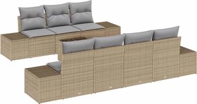 vidaXL Σετ Καναπέ Κήπου με μαξιλάρι 8 pcs Μπεζ συνθετικό ρατάν