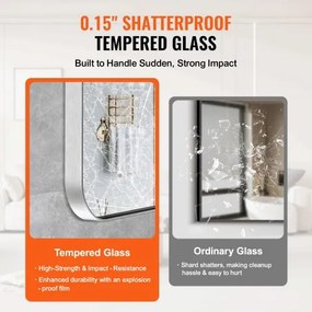 VEVOR Square Wall Mounted Mirror 32" x 72" Mirror with Aluminium Alloy Frame