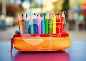 Intra Συλλεκτικό Ξύλινο Παζλ Plywood 4mm - Πολύχρωμη μολυβοθήκη με διάφορα χρωματιστά μολύβια Σε Ξύλινο Κουτί - Διαστάσεις: 10x10 cm – 25 κομμάτια