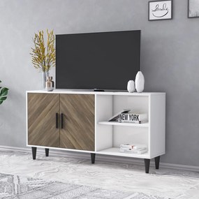 Έπιπλο τηλεόρασης Beriso λευκό/καρυδί μοριοσανίδα/μελαμίνη 150x35x75εκ