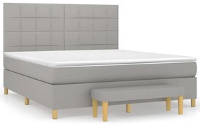 vidaXL Κρεβάτι Boxspring με Στρώμα Ανοιχτό Γκρι 180x200 εκ. Υφασμάτινο