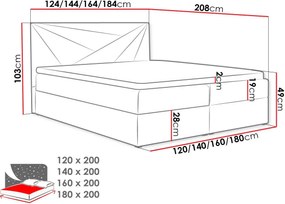 Επενδυμένο κρεβάτι Top 5-Roz-160 x 200 εκ.