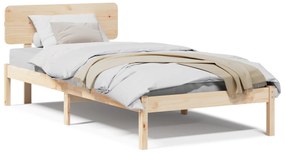 vidaXL Σκελετός Κρεβατιού με Κεφαλάρι 90x200 εκ Μασίφ Ξύλο Πεύκου