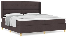 vidaXL Κρεβάτι με Στρώμα Σπαστό Σκούρο Καφέ 200x200 εκ. Υφάσματος