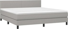 vidaXL Κρεβάτι Boxspring με Στρώμα &amp; LED Αν.Γκρι 180x200 εκ Υφασμάτινο