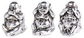 Διακοσμητικός Βούδας See Hear Say (Σετ 3Τμχ) 014.BU0050 14x12x15cm Silver Ceramic