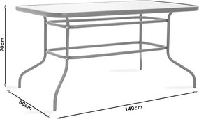 Τραπεζαρία Valor-Calan σετ 7τεμ μέταλλο λευκό-textilene καφέ